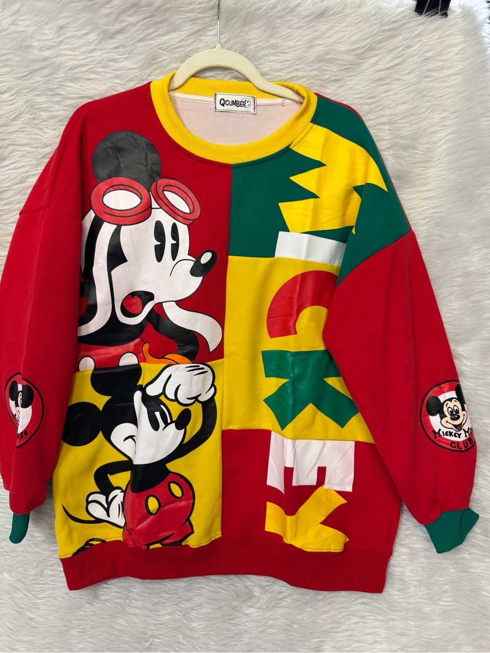 Mickey Mouse Colorblock Sweatshirt - Bright Red, Yellow & Green